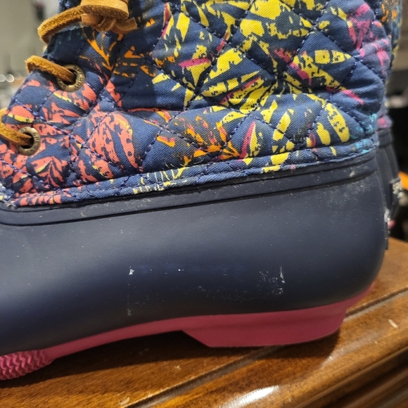 Sperry Saltwater Duck Womens Boots Colorful Floral & Blue Design Zipper Size 7 - Picture 7 of 10